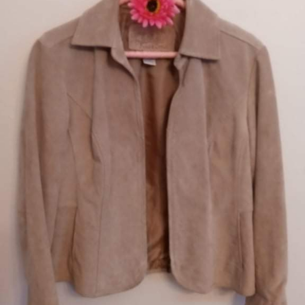 LAL Live A Little Medium Tan Sueded Leather Blazer Jacket